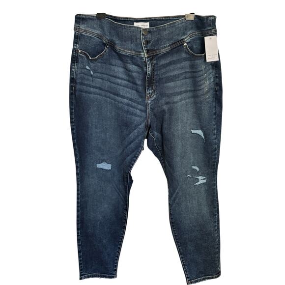 Lane Bryant Womens Plus Sz 24 Jegging Jeans High Rise Distressed Flex Waistband - Picture 1 of 11